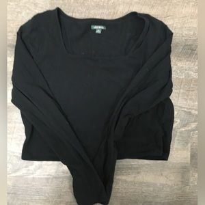 Black target brand square neck crop long sleeve